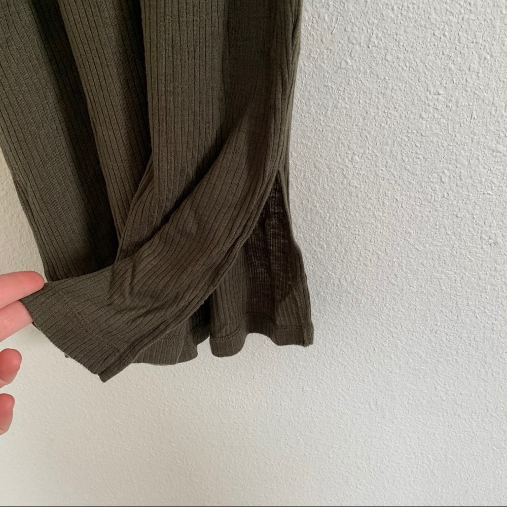 Madewell Olive Green Ribbed Mock Neck Midi Dress - Picture 3 of 7